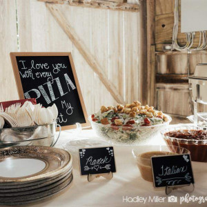 Wick's Pizza Bar Wedding Catering - Salad Setup.  